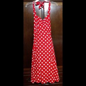 NWT - SOL red halter dress with white polka dots